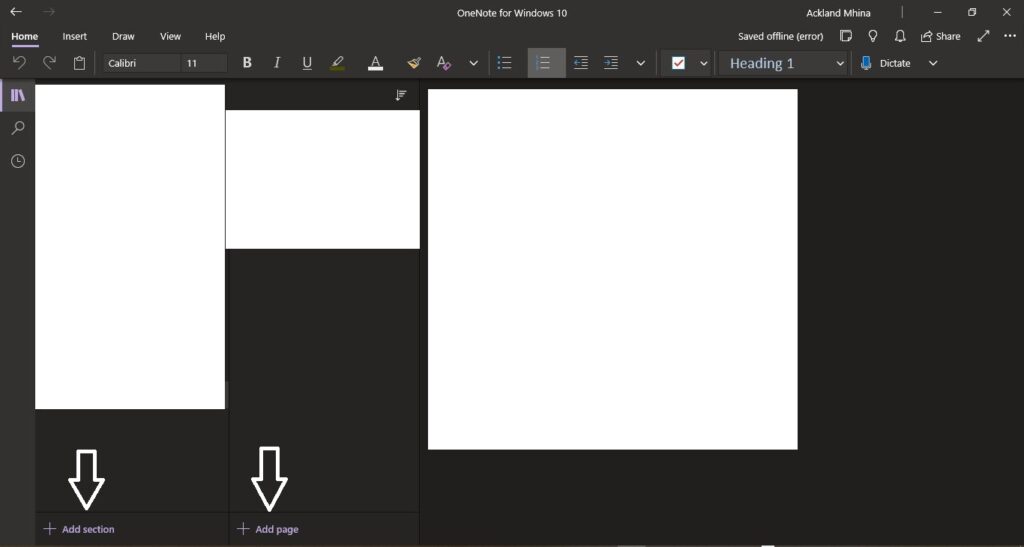 Add Section & Pages in OneNote
